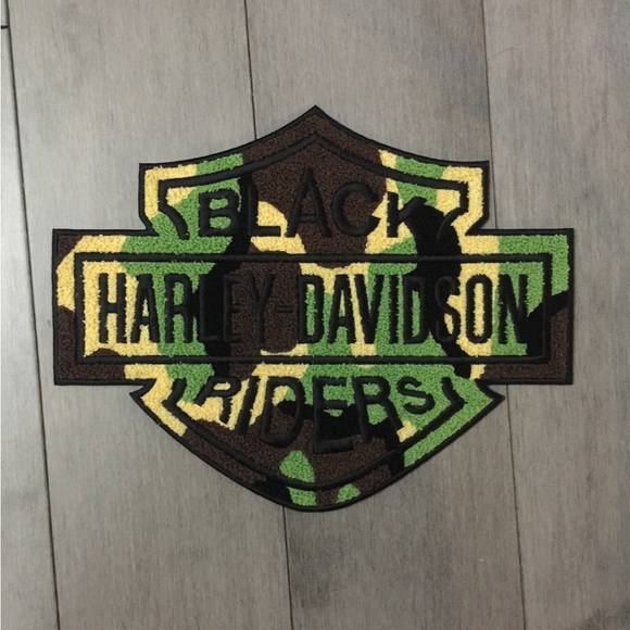 NEW BLACK HARLEY-DAVIDSON RIDERS 11”x9” CHENILLE CAMOUFLAGE PATCH - Picture 2 of 2